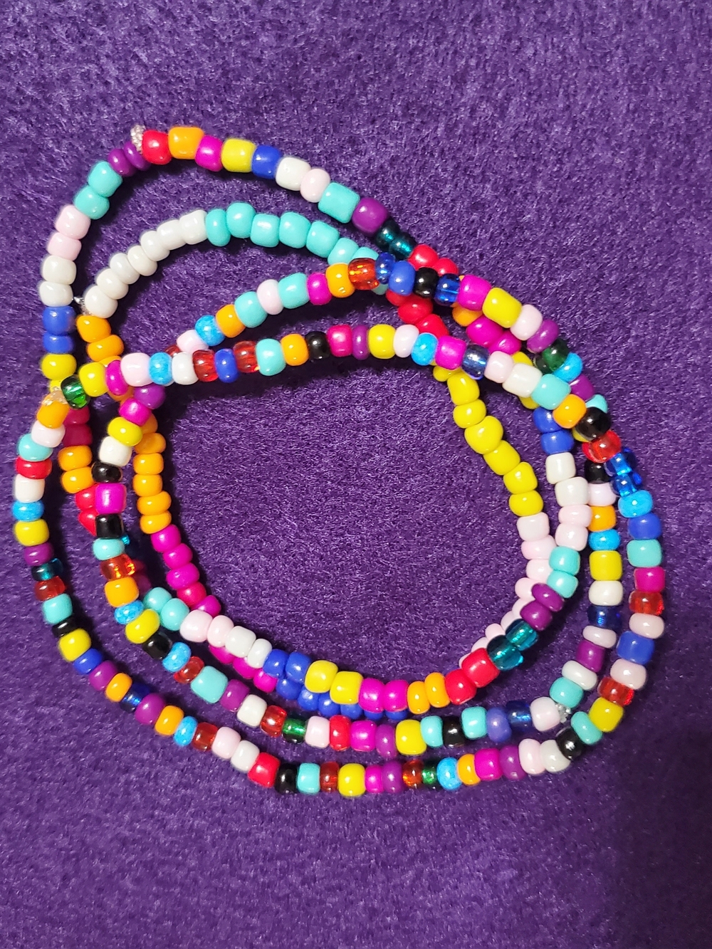 Kids Multicolor Beaded Stretch Bracelet - Bright Seed Beads